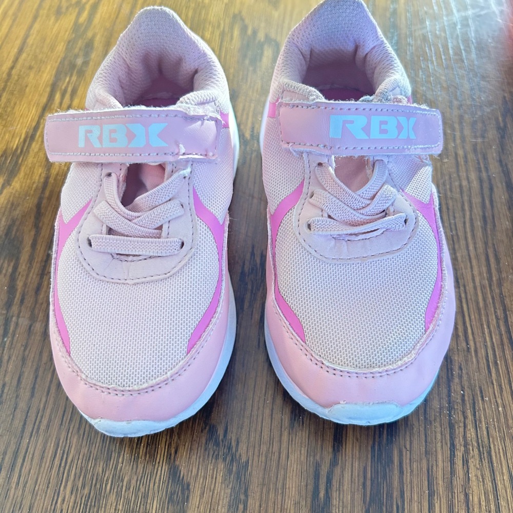 RBX‎ Girls Pink Athletic Sneakers Hook Loop Running Shoes Size 8 Kids